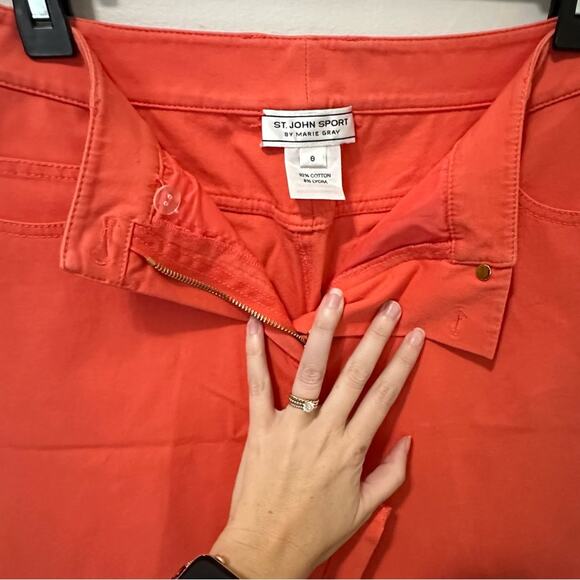 Vintage St. John Sport Marie Gray Coral Casual Pants sz US 8 High rise Wide leg - Picture 4 of 13